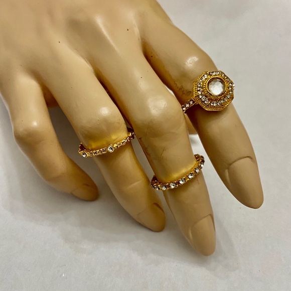 3pc Cubic Zirconia Goldplated Rings - Picture 4 of 5